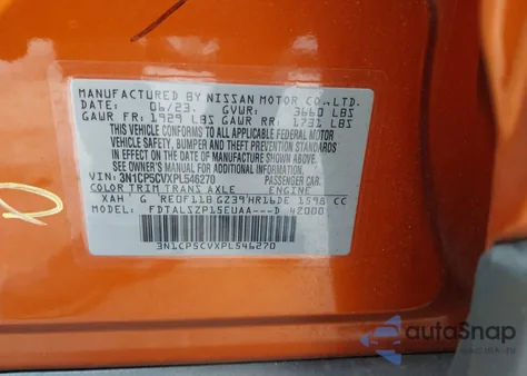 2023 Nissan Kicks Sv Xtronic Cvt z USA, uszkodzony, nr VIN 3N1CP5CVXPL546270